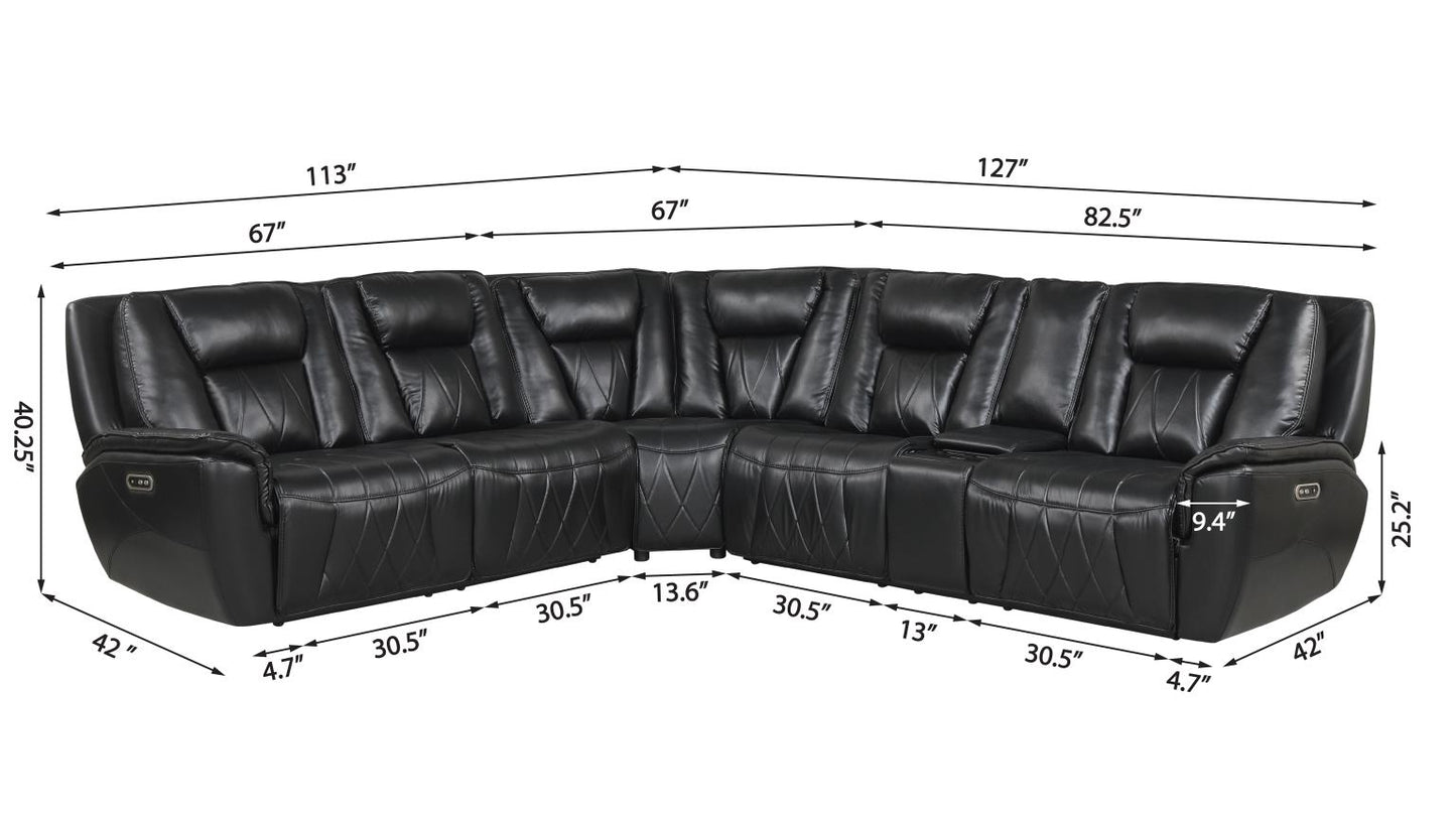 Apex Black Power Recliner Sectional with Power Headrest