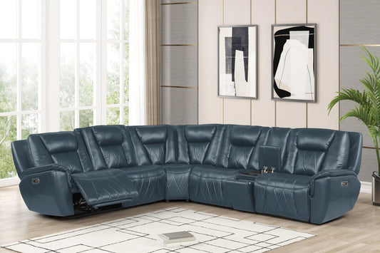 Apex Blue Power Recliner Sectional with Power Headrest