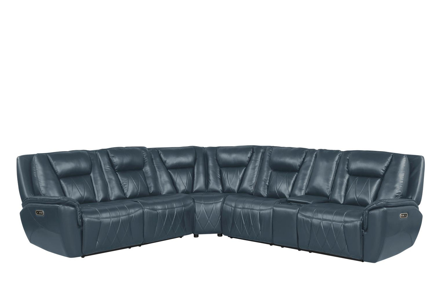 Apex Blue Power Recliner Sectional with Power Headrest