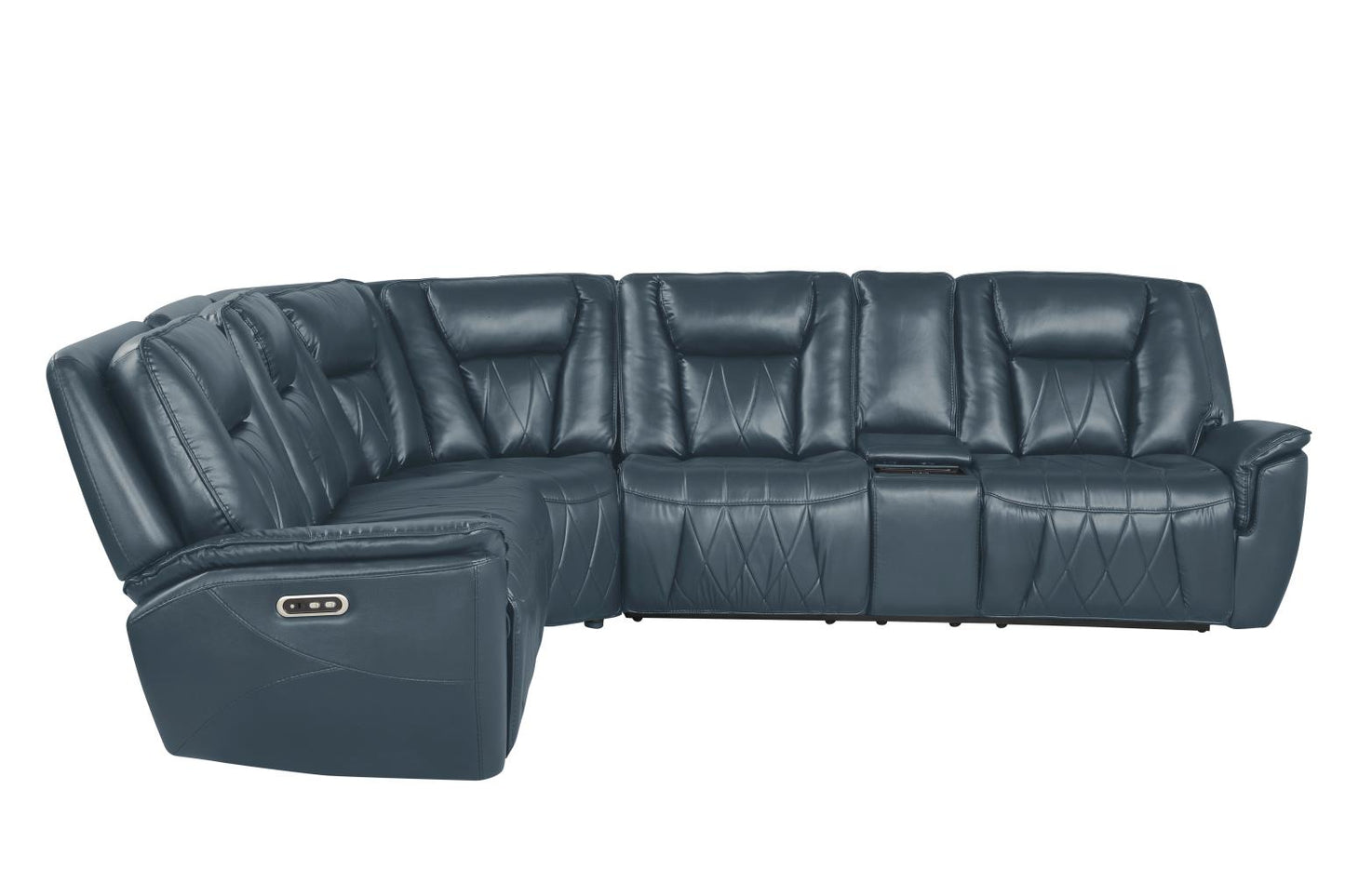 Apex Blue Power Recliner Sectional with Power Headrest