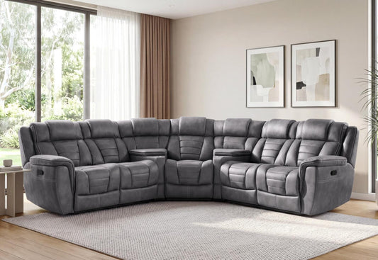 Megan Manual reclining sectional with reclining wedge seat