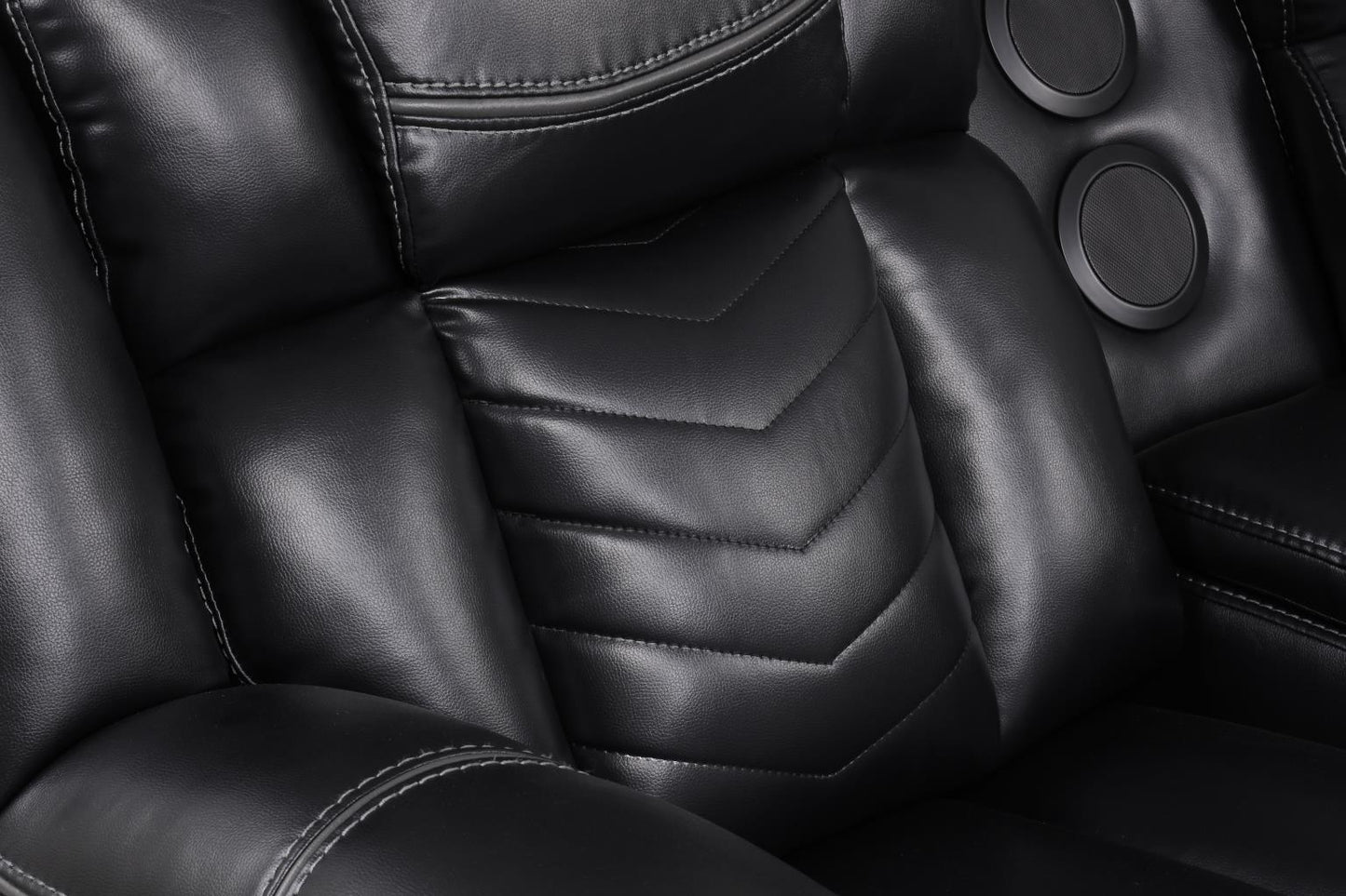 Newnan Black Power Recliner Sectional with Bluetooth Speaker