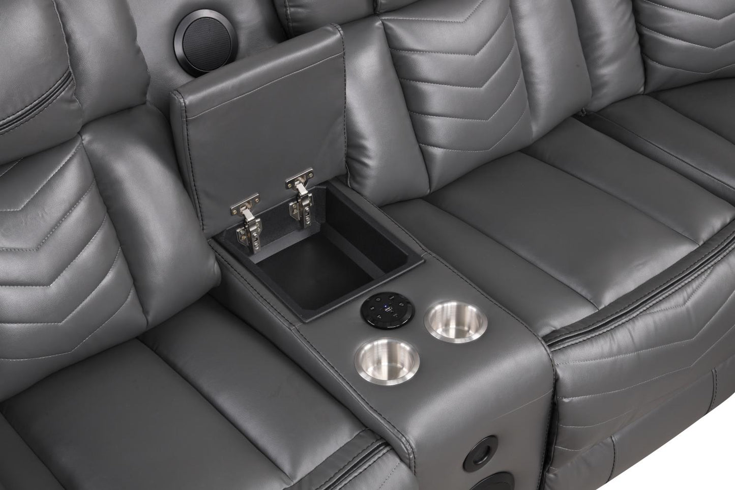 Newnan Gray Power Recliner Sectional with Bluetooth Speaker