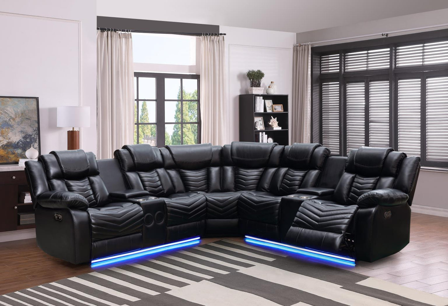 Zenith 3PC Black Power Sectional