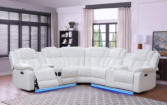 Zenith 3PC White Power Sectional