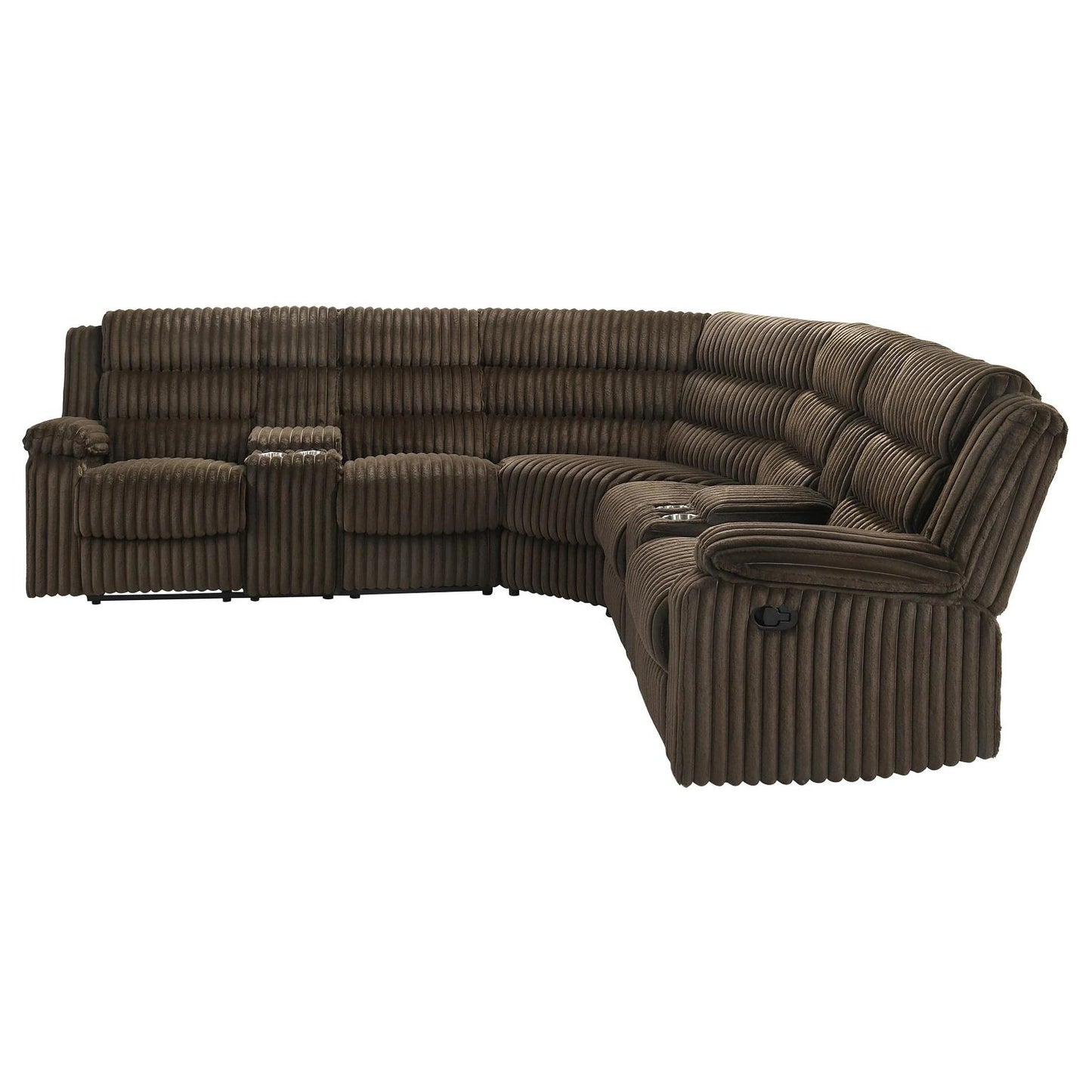 Nexus - Brown Manual Recliner Sectional with Storage Consoles and Cup Holder