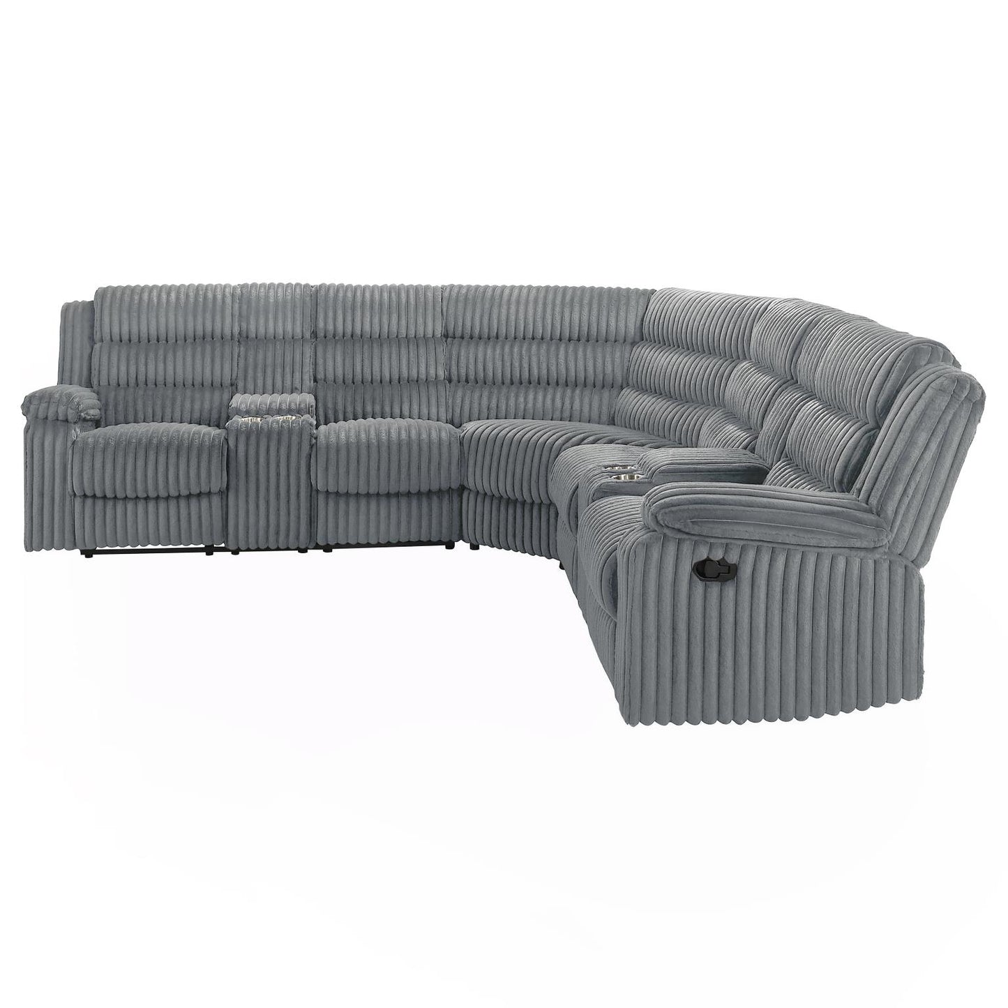 Nexus Gray Manual Recliner Sectional with Storage Consoles and Cup Holder