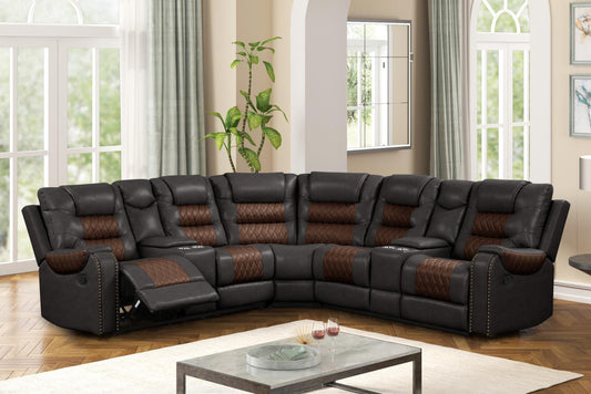 Ohio Brown & Brown Manual Recliner Sectional with Storage Console