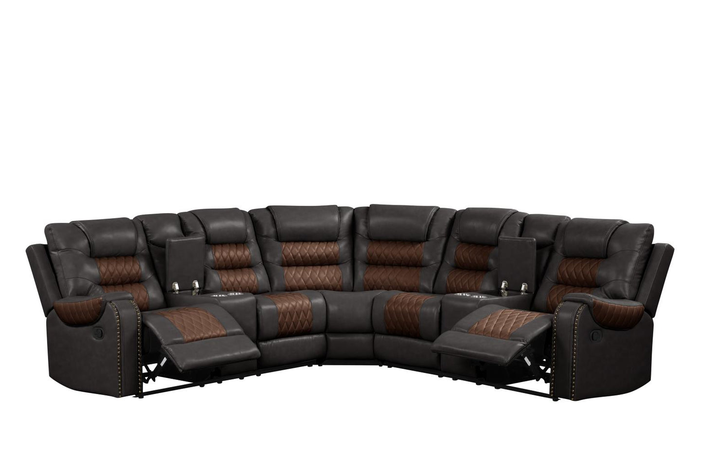 Ohio Brown & Brown Manual Recliner Sectional with Storage Console