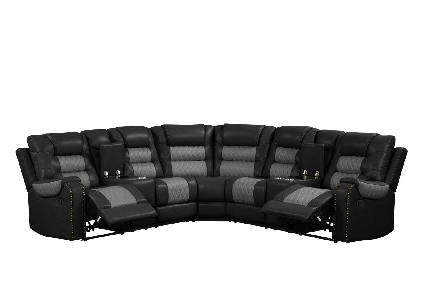 Ohio Black & Gray Manual Recliner Sectional with Storage Console