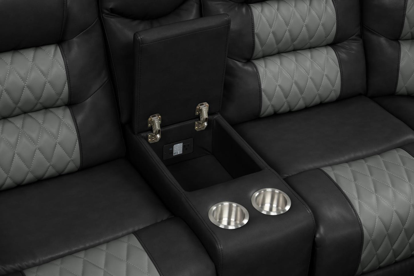 Ohio Black & Gray Manual Recliner Sectional with Storage Console