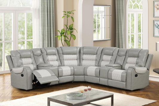 Ohio Gray & Ice Manual Recliner Sectional with Storage Console