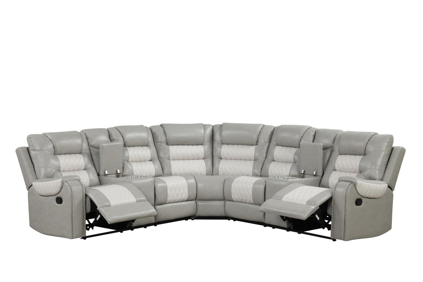 Ohio Gray & Ice Manual Recliner Sectional with Storage Console