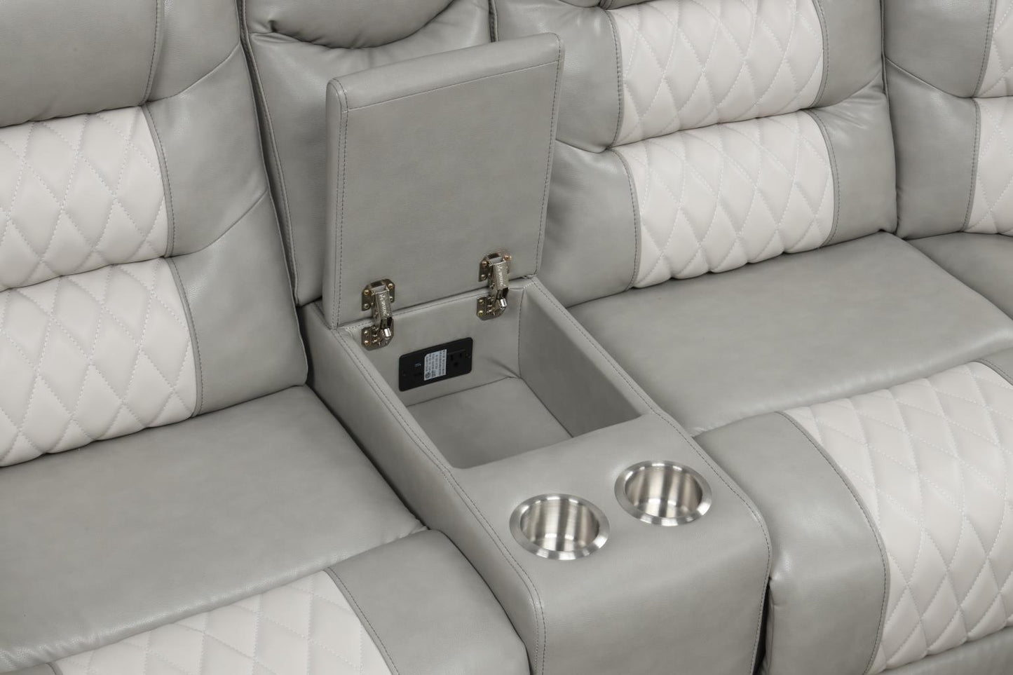 Ohio Gray & Ice Manual Recliner Sectional with Storage Console