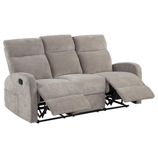 HAMILTON CHENILLE UPHOLSTERED MANUAL RECLINING SOFA SAND