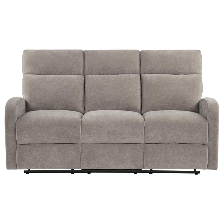 HAMILTON CHENILLE UPHOLSTERED MANUAL RECLINING SOFA SAND
