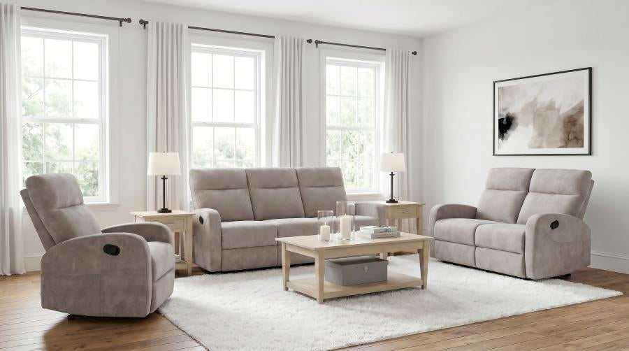 HAMILTON 3-PIECE CHENILLE MANUAL RECLINING SOFA SET SAND