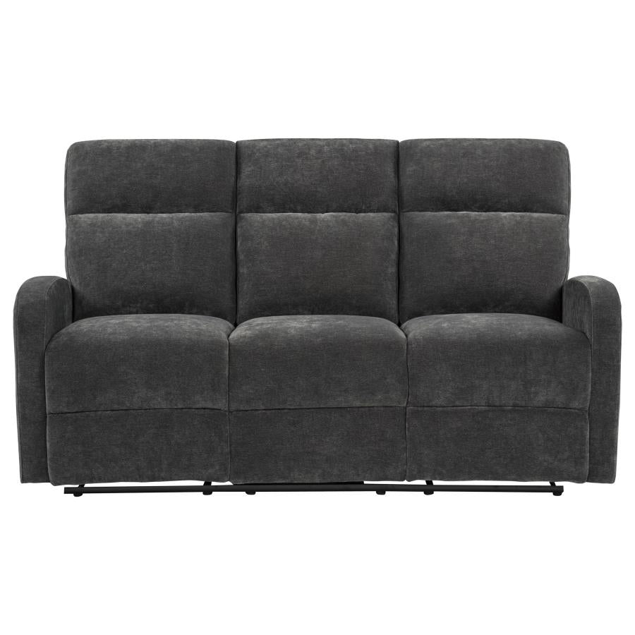 HAMILTON CHENILLE UPHOLSTERED MANUAL RECLINING SOFA CHARCOAL GREY