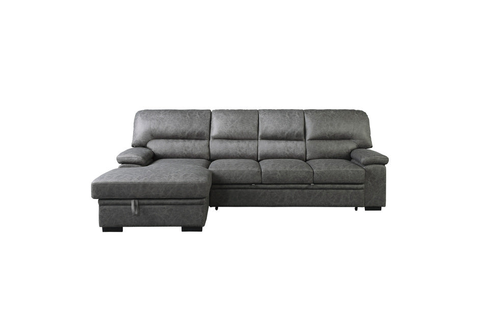 Michigan 2-Piece Sectional With Pull-Out Bed And Right Chaise With Hidden Storage In Dark Gray