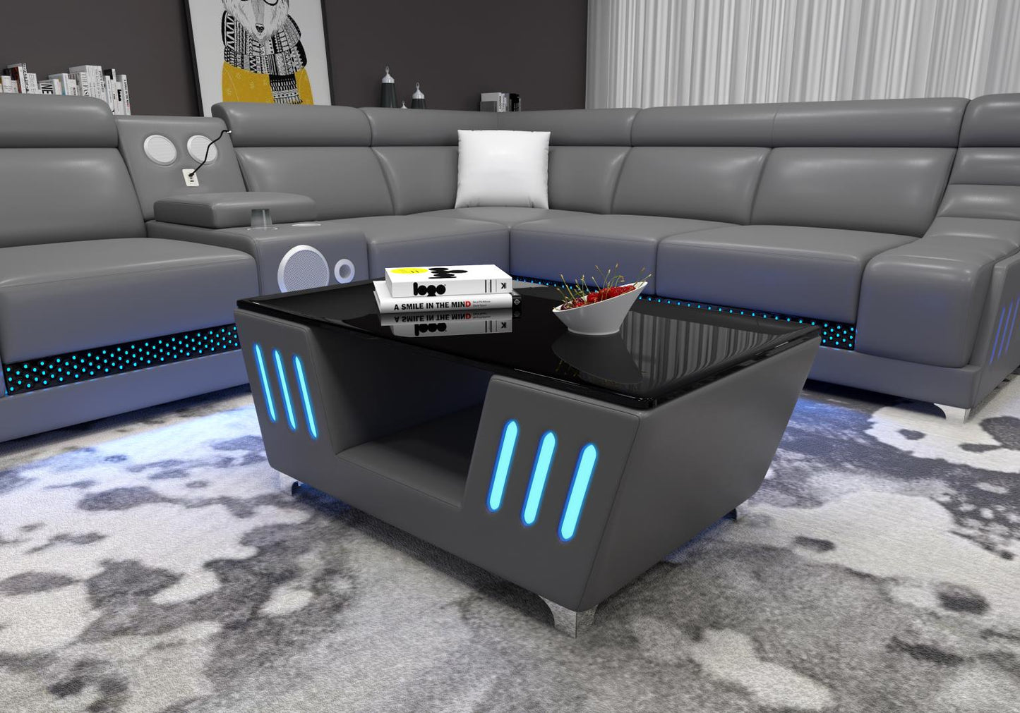 Tokyo 3 PC Sectional with Console Grey