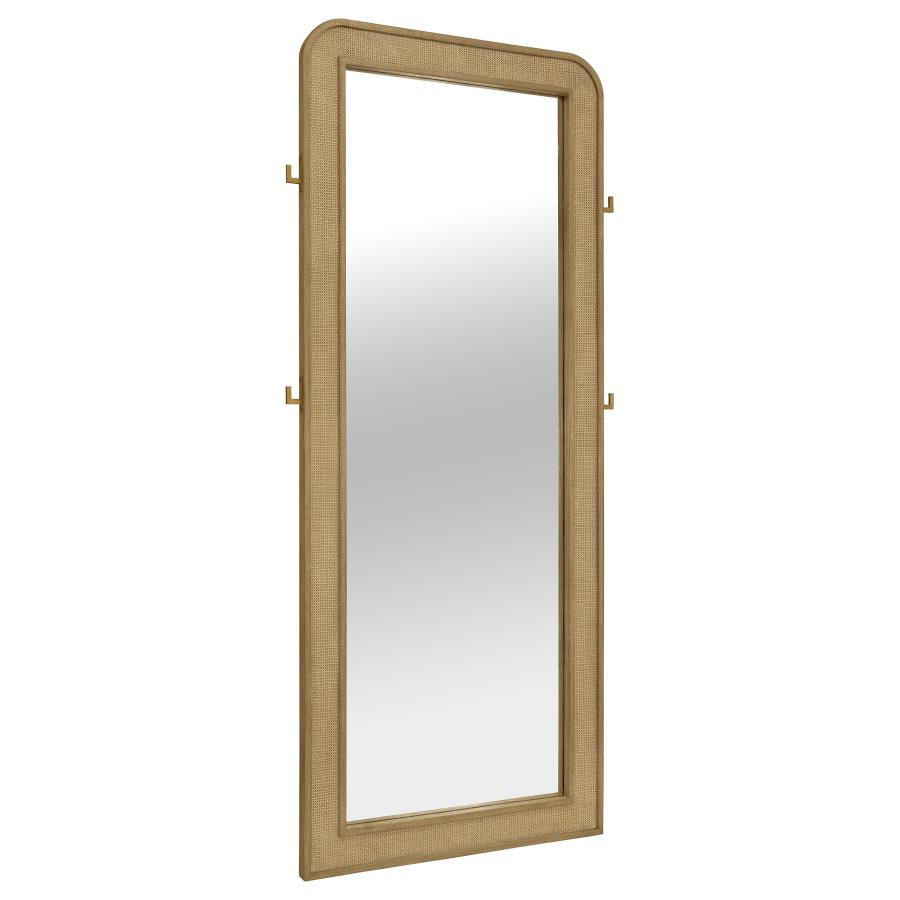 ARINI CANE WEAVE FULL LENGTH STANDING FLOOR MIRROR SAND WASH
