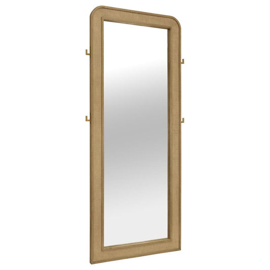 ARINI CANE WEAVE FULL LENGTH STANDING FLOOR MIRROR SAND WASH