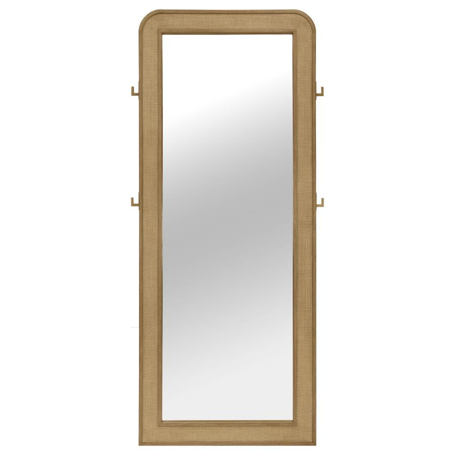 ARINI CANE WEAVE FULL LENGTH STANDING FLOOR MIRROR SAND WASH