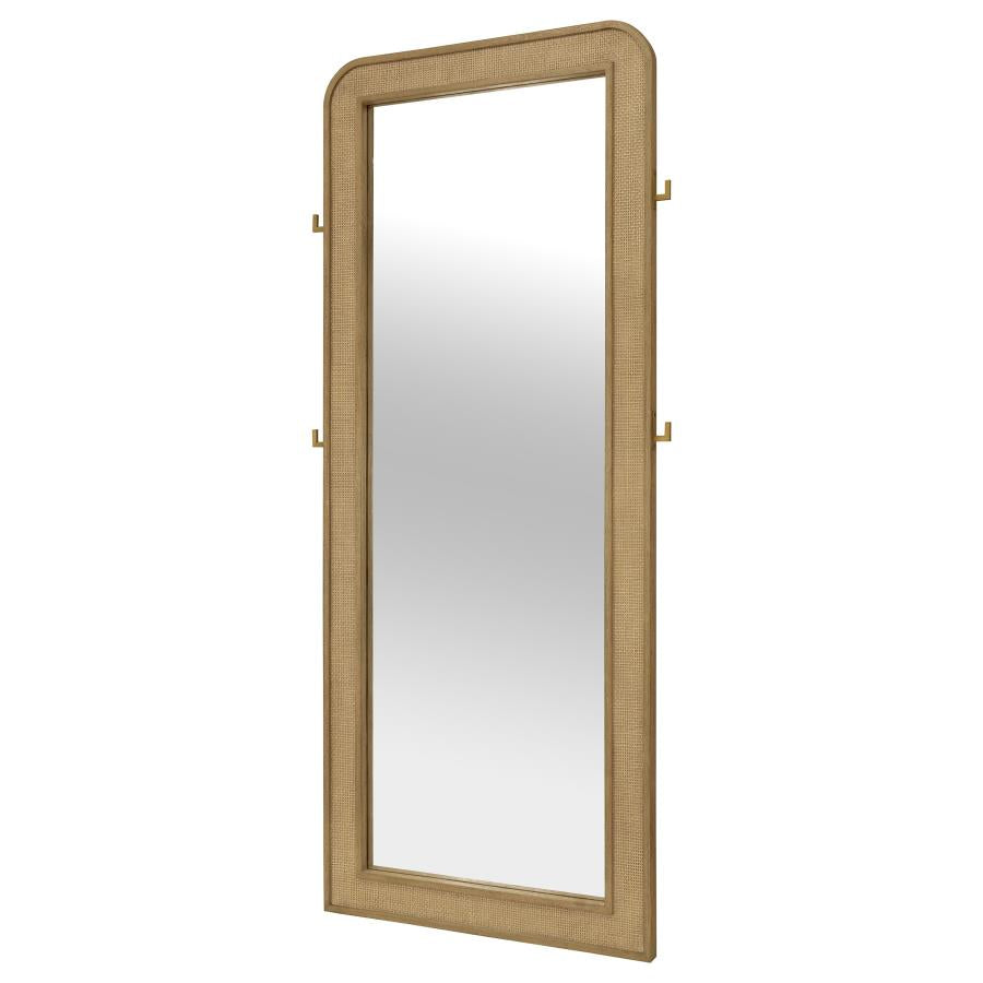 ARINI CANE WEAVE FULL LENGTH STANDING FLOOR MIRROR SAND WASH