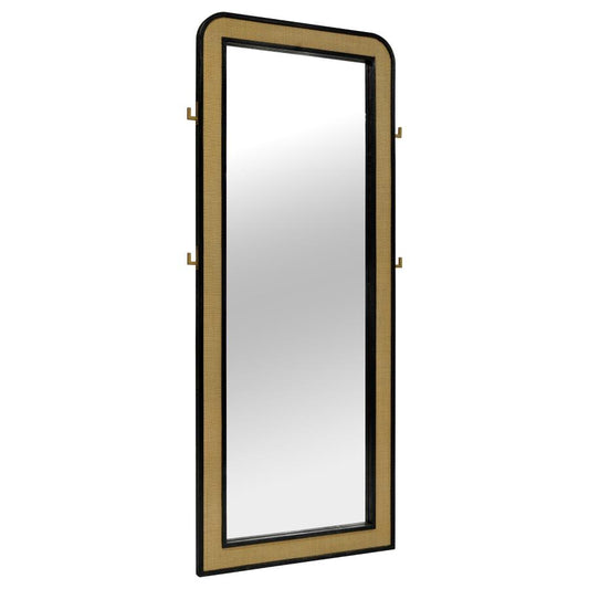 ARINI CANE WEAVE FULL LENGTH STANDING FLOOR MIRROR BLACK