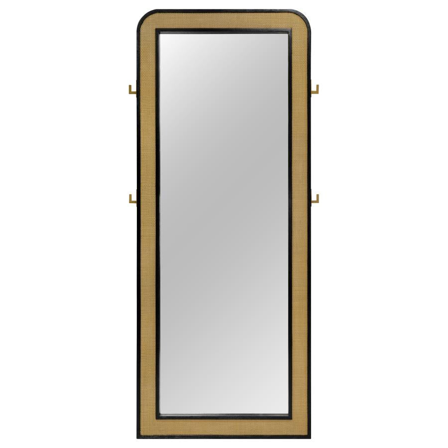 ARINI CANE WEAVE FULL LENGTH STANDING FLOOR MIRROR BLACK