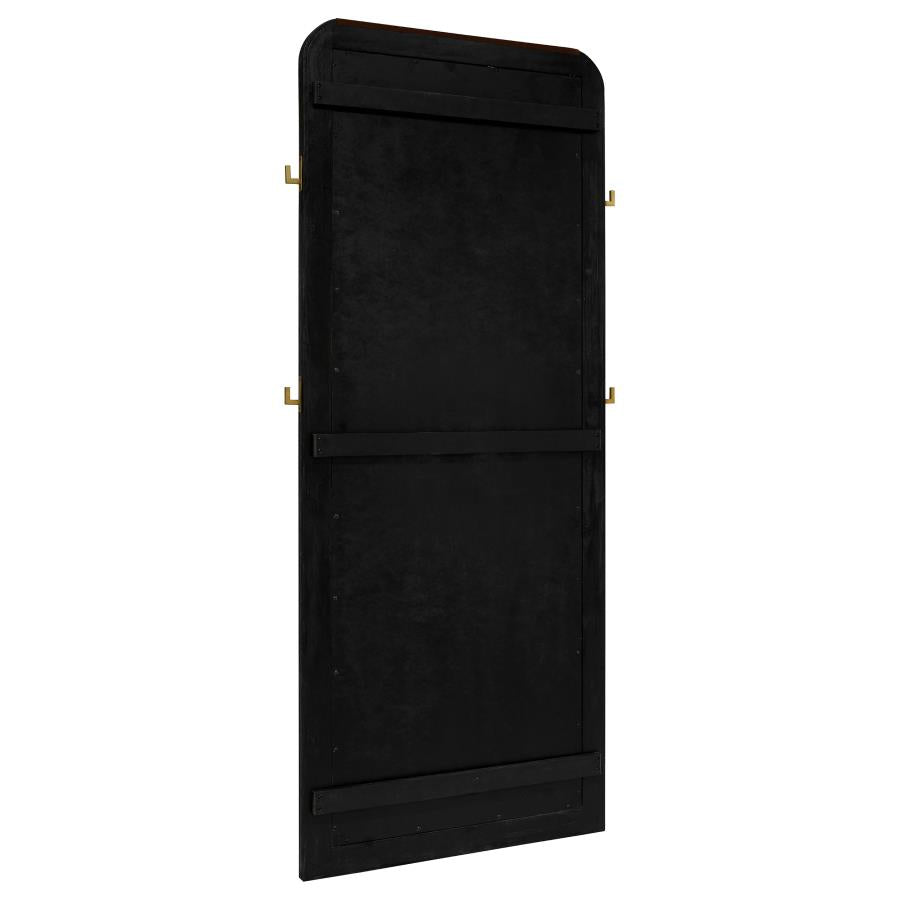 ARINI CANE WEAVE FULL LENGTH STANDING FLOOR MIRROR BLACK