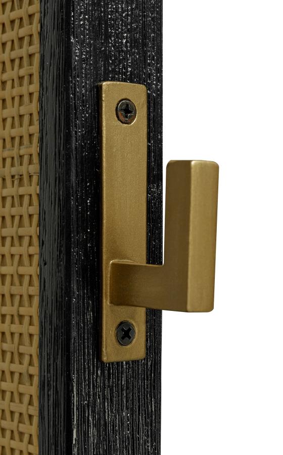ARINI CANE WEAVE FULL LENGTH STANDING FLOOR MIRROR BLACK