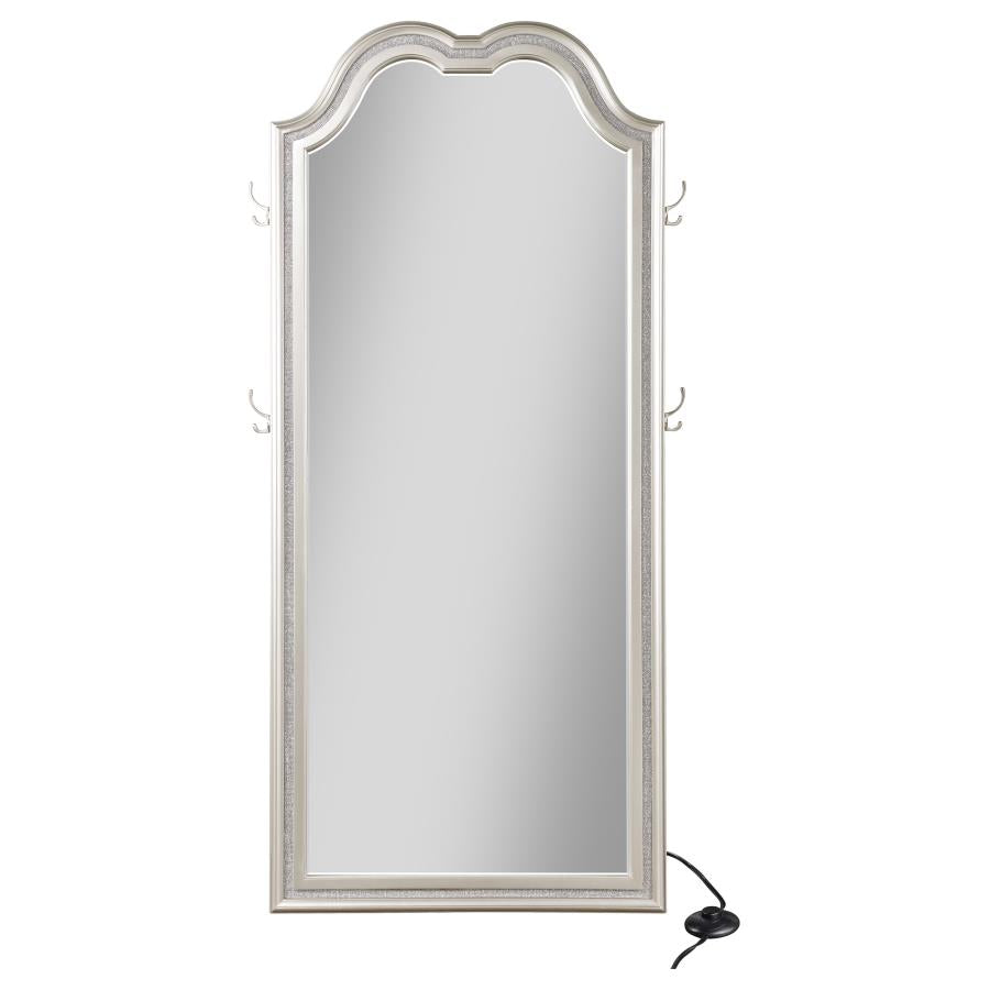 EVANGELINE FULL LENGTH LED LIGHT FLOOR MIRROR SILVER OAK
