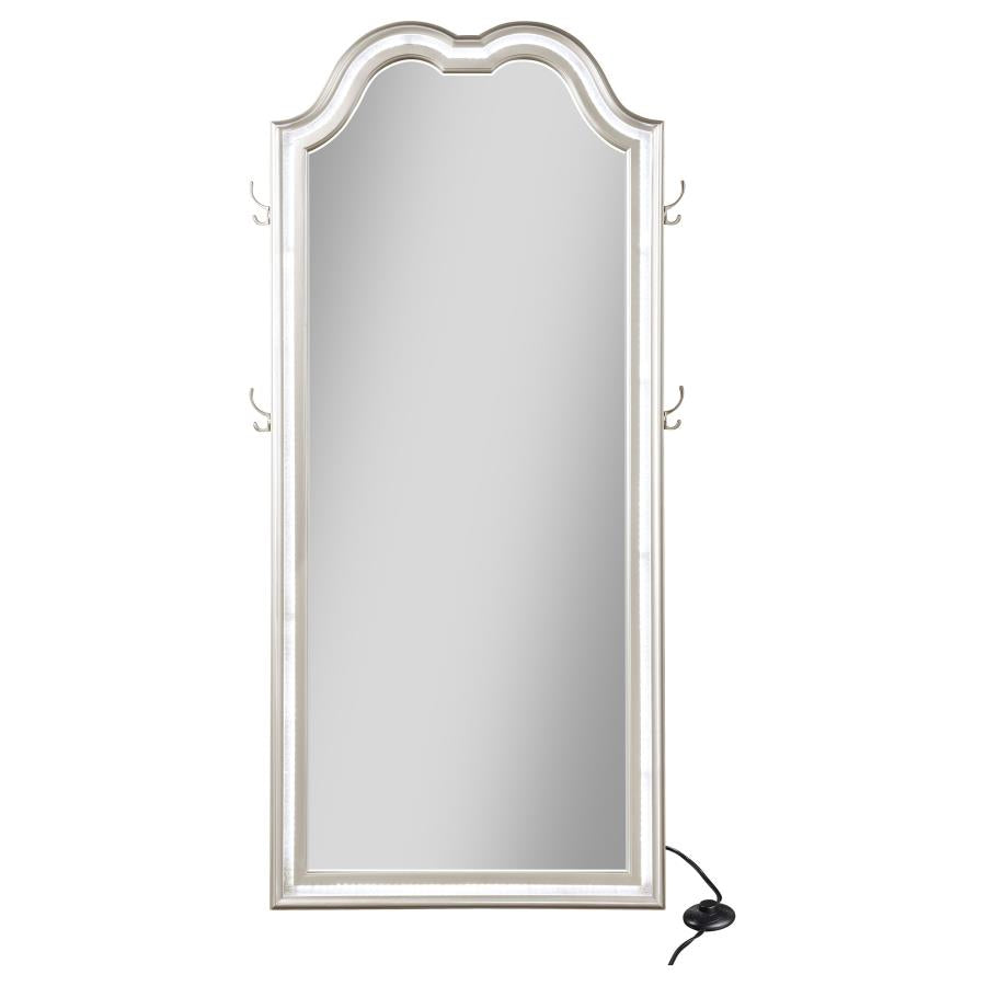 EVANGELINE FULL LENGTH LED LIGHT FLOOR MIRROR SILVER OAK