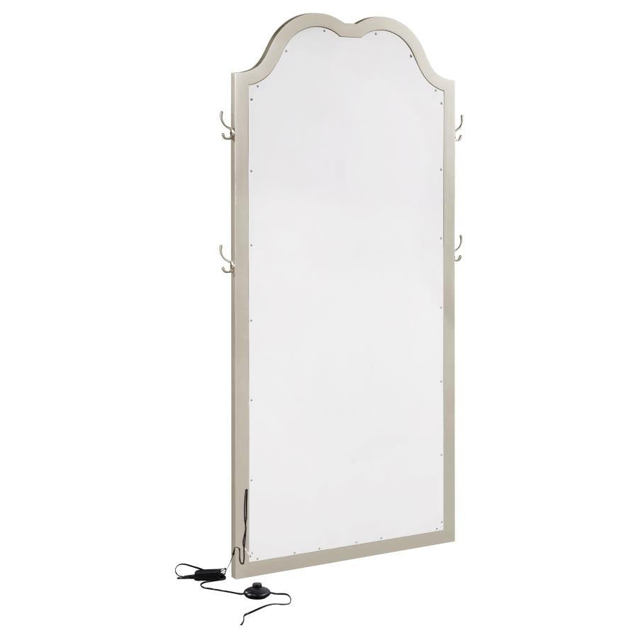 EVANGELINE FULL LENGTH LED LIGHT FLOOR MIRROR SILVER OAK
