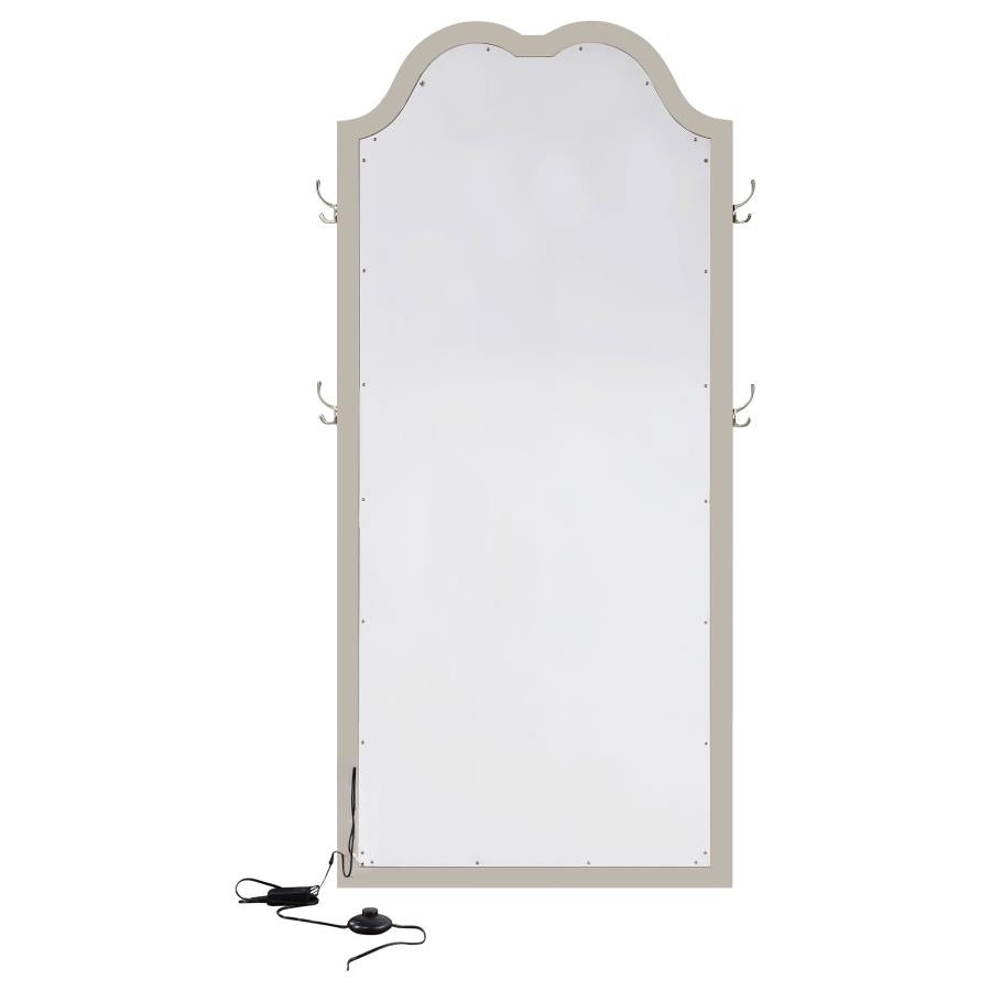 EVANGELINE FULL LENGTH LED LIGHT FLOOR MIRROR SILVER OAK