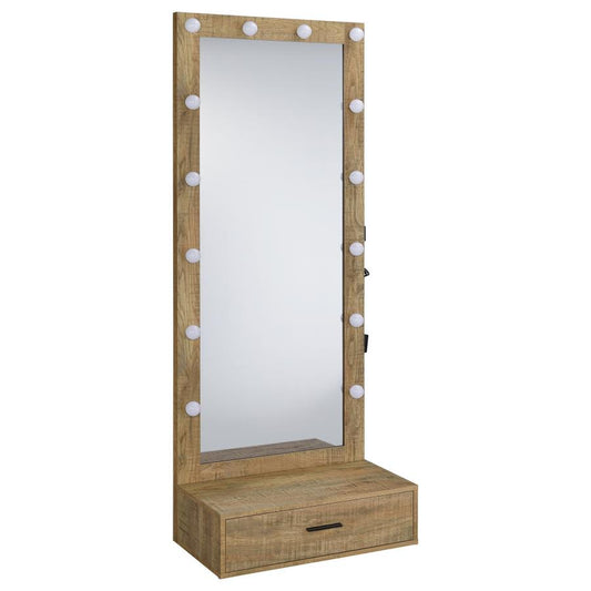 SPECTOR 1-DRAWER LIGHTED FULL-LENGTH FLOOR MIRROR MANGO