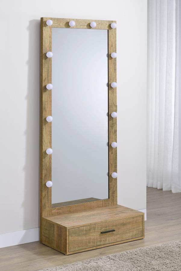 SPECTOR 1-DRAWER LIGHTED FULL-LENGTH FLOOR MIRROR MANGO