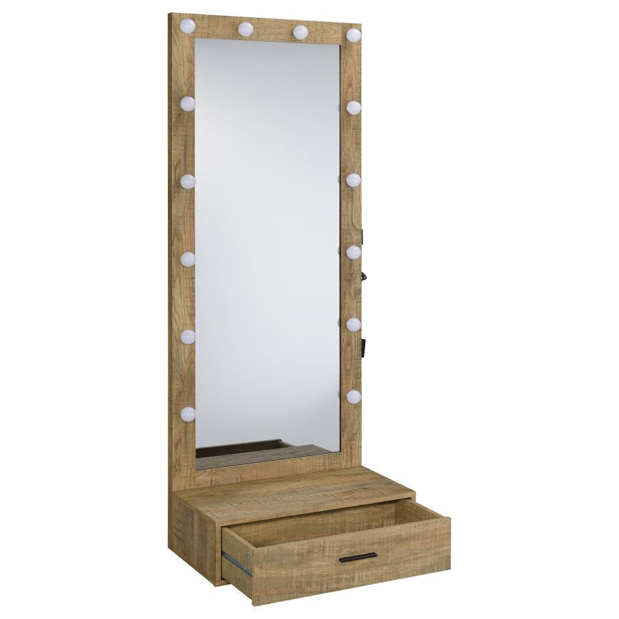 SPECTOR 1-DRAWER LIGHTED FULL-LENGTH FLOOR MIRROR MANGO