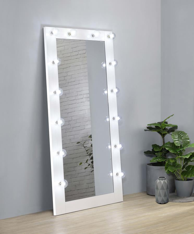 ZAYAN 32 X 71 INCH FLOOR MIRROR LED LIGHTING WHITE GLOSS