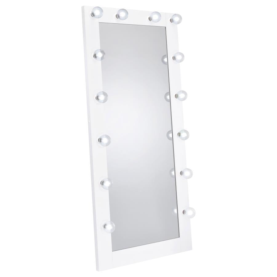ZAYAN 32 X 71 INCH FLOOR MIRROR LED LIGHTING WHITE GLOSS