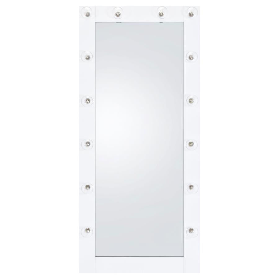 ZAYAN 32 X 71 INCH FLOOR MIRROR LED LIGHTING WHITE GLOSS