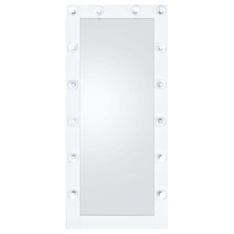 ZAYAN 32 X 71 INCH FLOOR MIRROR LED LIGHTING WHITE GLOSS