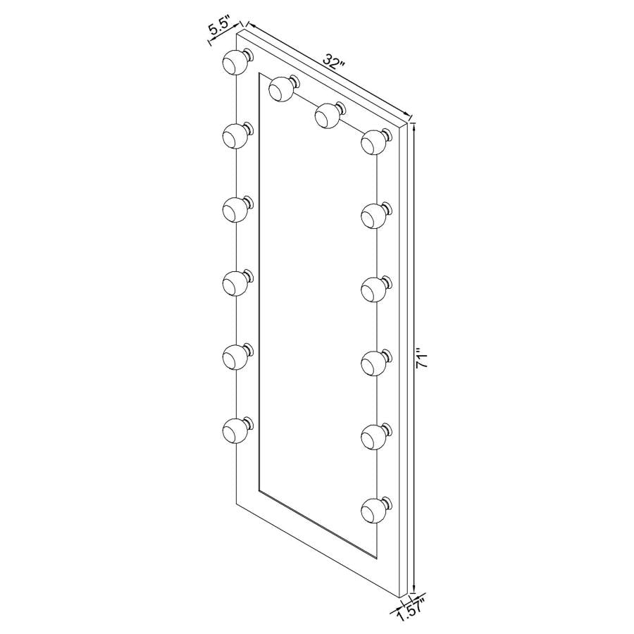 ZAYAN 32 X 71 INCH FLOOR MIRROR LED LIGHTING WHITE GLOSS