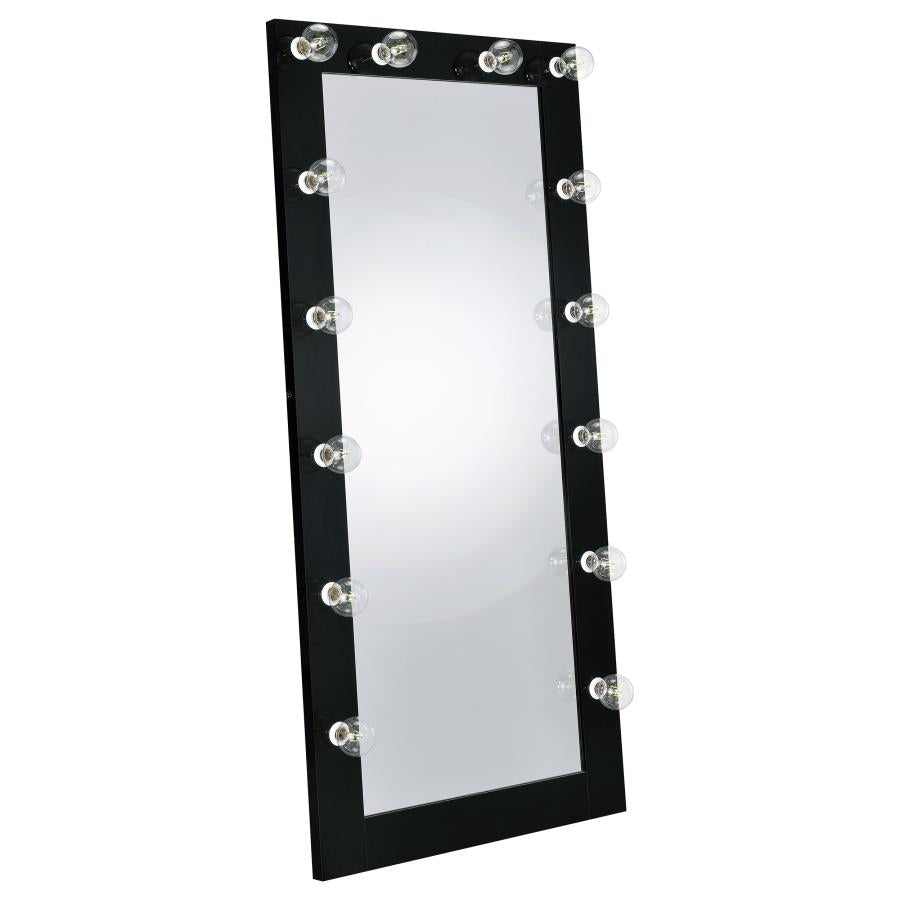ZAYAN 32 X 71 INCH FLOOR MIRROR LED LIGHTING BLACK GLOSS