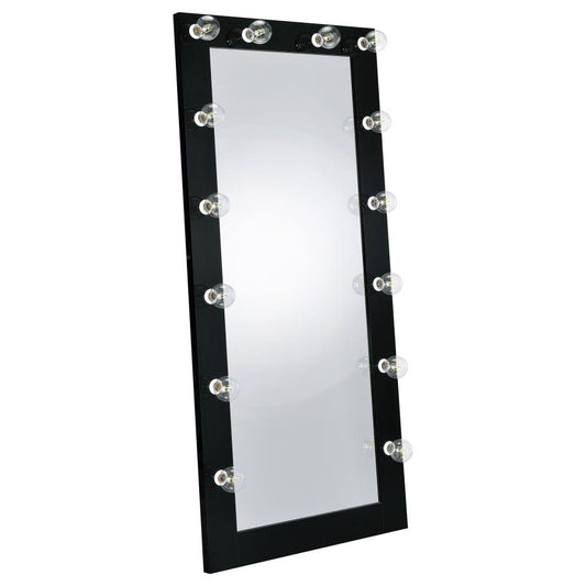 ZAYAN 32 X 71 INCH FLOOR MIRROR LED LIGHTING BLACK GLOSS