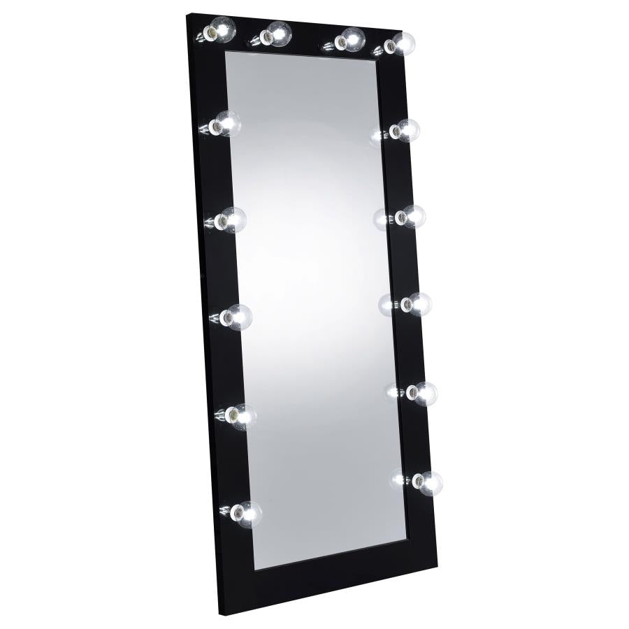 ZAYAN 32 X 71 INCH FLOOR MIRROR LED LIGHTING BLACK GLOSS