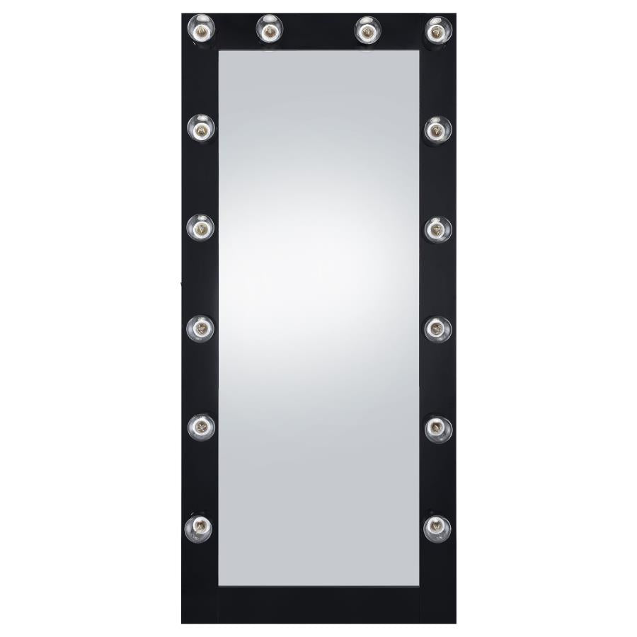 ZAYAN 32 X 71 INCH FLOOR MIRROR LED LIGHTING BLACK GLOSS