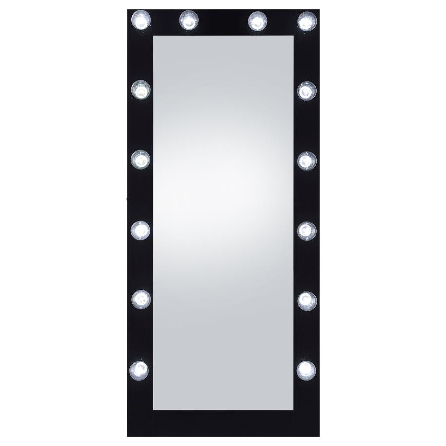 ZAYAN 32 X 71 INCH FLOOR MIRROR LED LIGHTING BLACK GLOSS