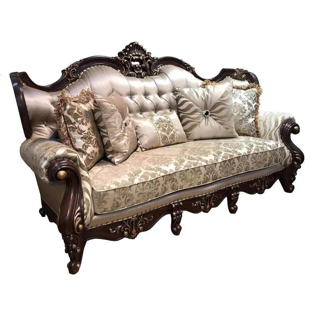 Jade Traditional Sofa and Loveseat in Cherry Wood Finish by Cosmos Furniture - ATL FURNITURE